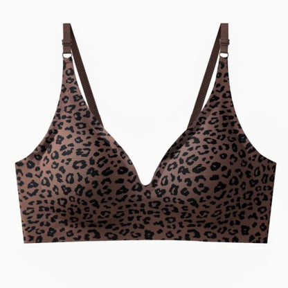 No-Show Seamless Bras For Women Non-wire V-neck Bralette Leopard Print Removable Pads Sports Underwear Sexy Lingerie S-5XL