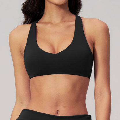 NCLAGEN Sport Bras Women High Support Fitness Underwear Back Cross Gym Clothes Training Solid Yoga Top Pilates Workout Tank
