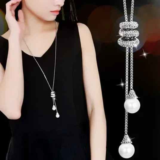 New Arrival Long Necklaces for Women 2024 Fashion Gray Crystal Choker Collier Femme Statement Necklaces &amp; Pendants Accessories