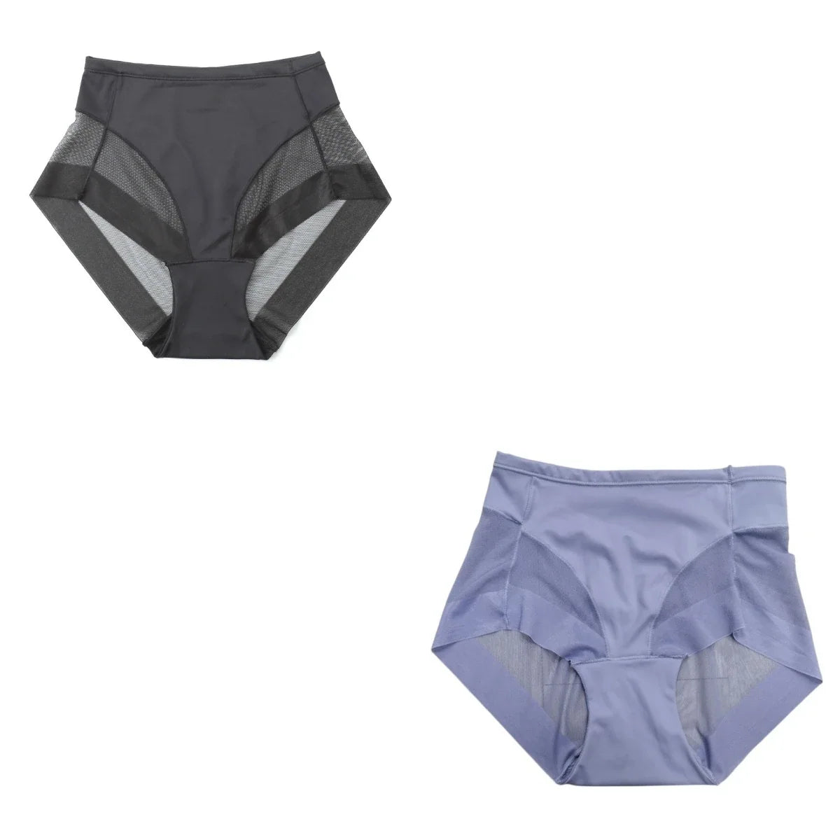 2Pcs/Set Women High Rise Briefs Panties Tummy Control Underwear Hip Shaping Sheer Mesh Panel Shapewear Sexy Lingerie S-3XL