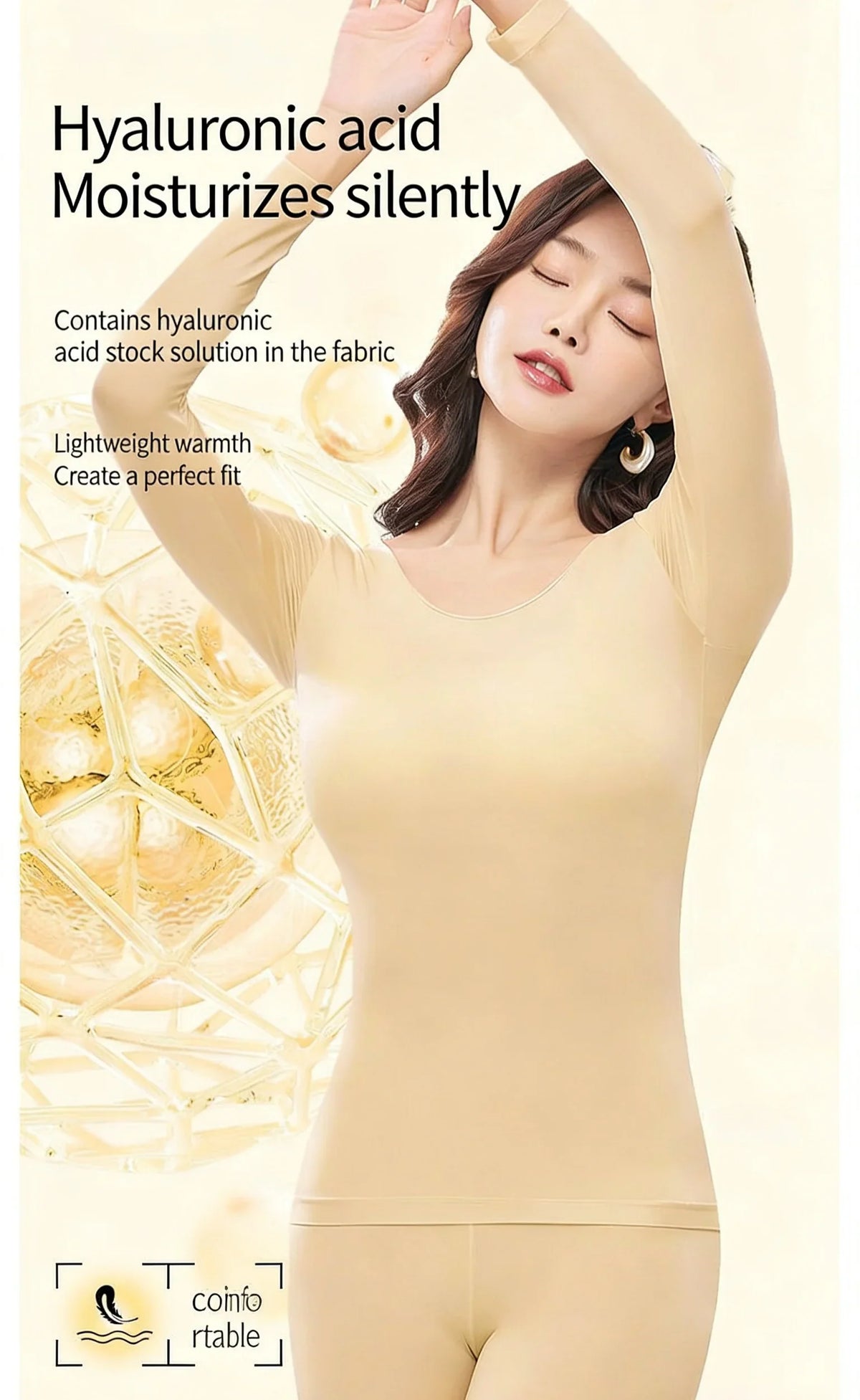 Spring &amp; Autumn Skin-Friendly Top Set Ultra-Thin Seamless Nude Feel High Stretch Long Sleeve Thermal Underwear Women&
