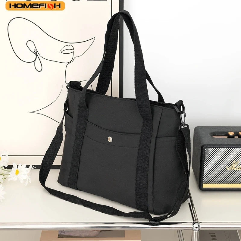 Homefish Large Capacity Nylon Crossbody Messenger Bag - Adjustable Removable Strap