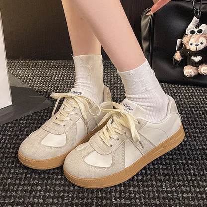 Silver Patchwork Platform Sneakers Women Thick Bottom Lace Up German Training Shoes Woman Spring Autumn Korean Non Slip Flats