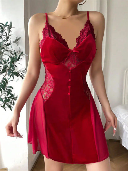 Sexy  Velvet Mesh Splicing Sling V-neck Fit And Flare Dress Elegant Pure Colour Temperament Girl Dew Shoulder Dresses New  NKGJ