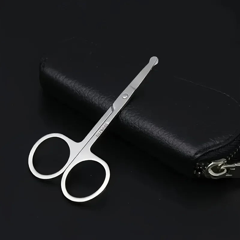 Black Round Head Nose Hair Trimmer, Stainless Steel Safety Nose Trimmer for Men &amp; Women