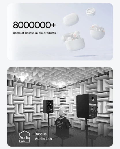 Baseus Bass EP10 NC -43dB Noise Cancelling ANC True Wireless Earbuds Bluetooth 6.0 In-Ear Wireless Earphones 4-Mics ENC Ear buds