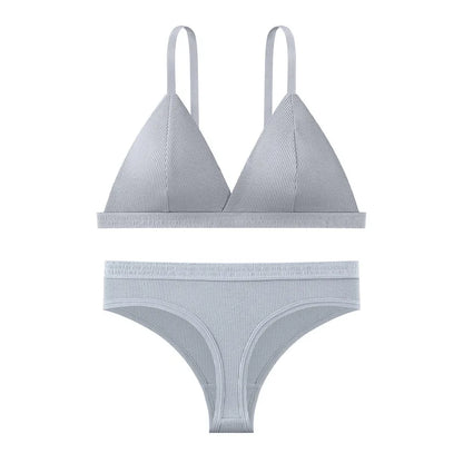 Women Bra and Panties Set Push Up Bralette Non-wire 1/3 Cup Bras Low Rise Thongs Sexy Lingerie Set Women Cotton Underwear