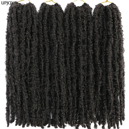 14 12 inch Butterfly Faux Locs Crochet Hair Braids Pre looped Distressed Goddess Butterfly Soft Locs Crochets Braids Cheveux Lok