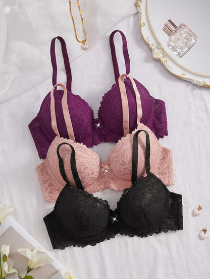 3Pcs Floral Lace Women&