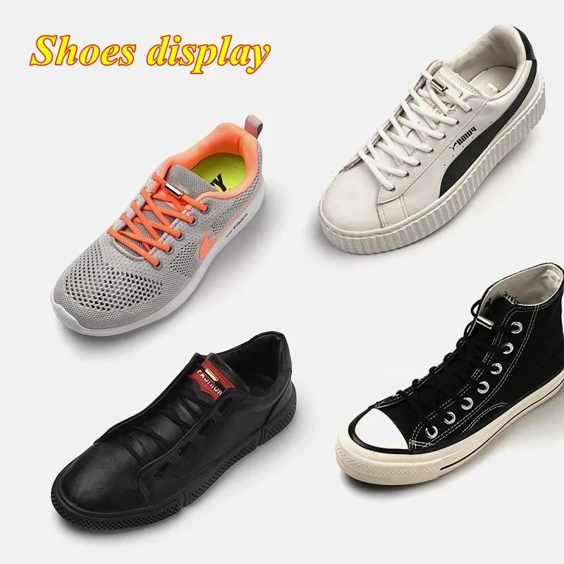 1Pair No tie Shoelaces Round Elastic Shoe Laces For Kids and Adult Sneakers Shoelace Quick Lazy Laces 21 Color Shoestrings