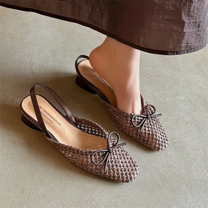 Woven Bow Back Strap Design Sandals Women&