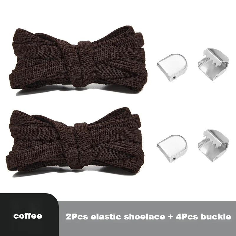 1 Pair Flat Elastic No-Tie Shoe Laces for Sneakers Tennis Shoes Quick Clip-On Shoelaces Accessories for Kids &amp; Adults