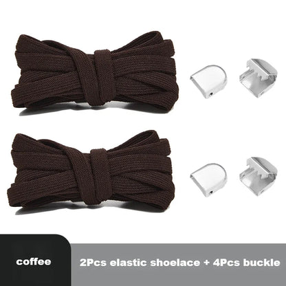 1 Pair Flat Elastic No-Tie Shoe Laces for Sneakers Tennis Shoes Quick Clip-On Shoelaces Accessories for Kids &amp; Adults