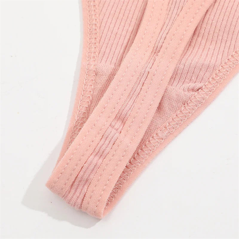 Soft Cotton Thong Panties Set — Lace G-String Underwear for Women
