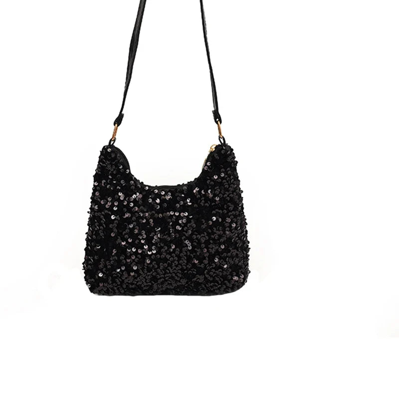 Brandless Korean Style Sequin Shoulder Bag For Women Single-Shoulder Versatile Small Bag - Compact Everyday Accessory
