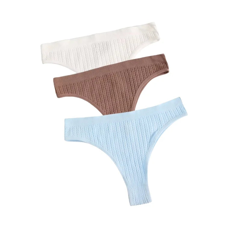 3Pcs/Set Seamless Panties Women Low Waist Briefs Soft Underwear Solid Color Sexy Lingerie Female Underpants Stretch Panty
