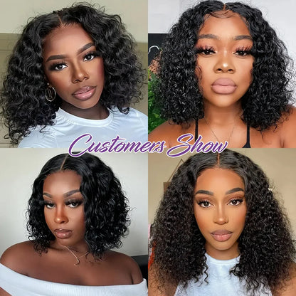 No Glue Deep Wave Lace Frontal Wigs For Women 13x4 7x5 Glueless Bob Wig Curly Human Hair Wigs 250 Density Ready to Wear