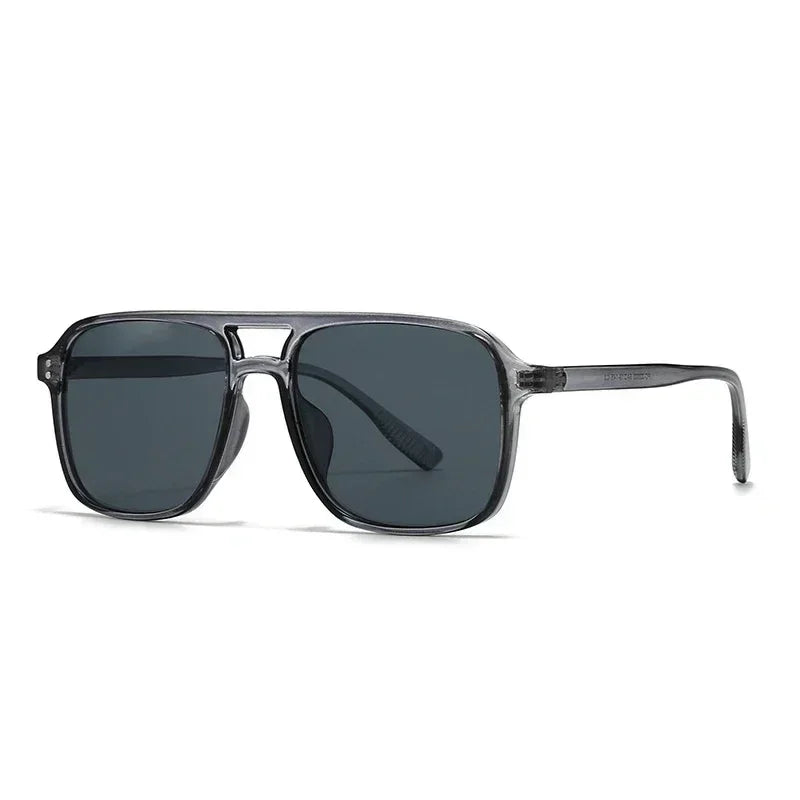 SO&amp;EI Fashion Double Bridges Square Rivets Women Sunglasses Retro Men Gradient Shades UV400 Sun Glasses