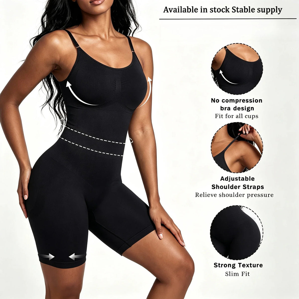 Seamless Tummy Control Shapewear Bodysuit, Adjustable Strap Shapewear, Slimming Underwear for Women