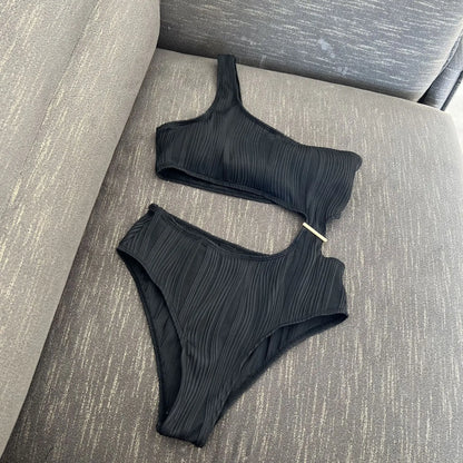 2026 Solid White One Piece Swimsuit Women Sexy Irregular Hollow Out Bikini One Shoulder Backless Monokini Summer Beach Swimwear