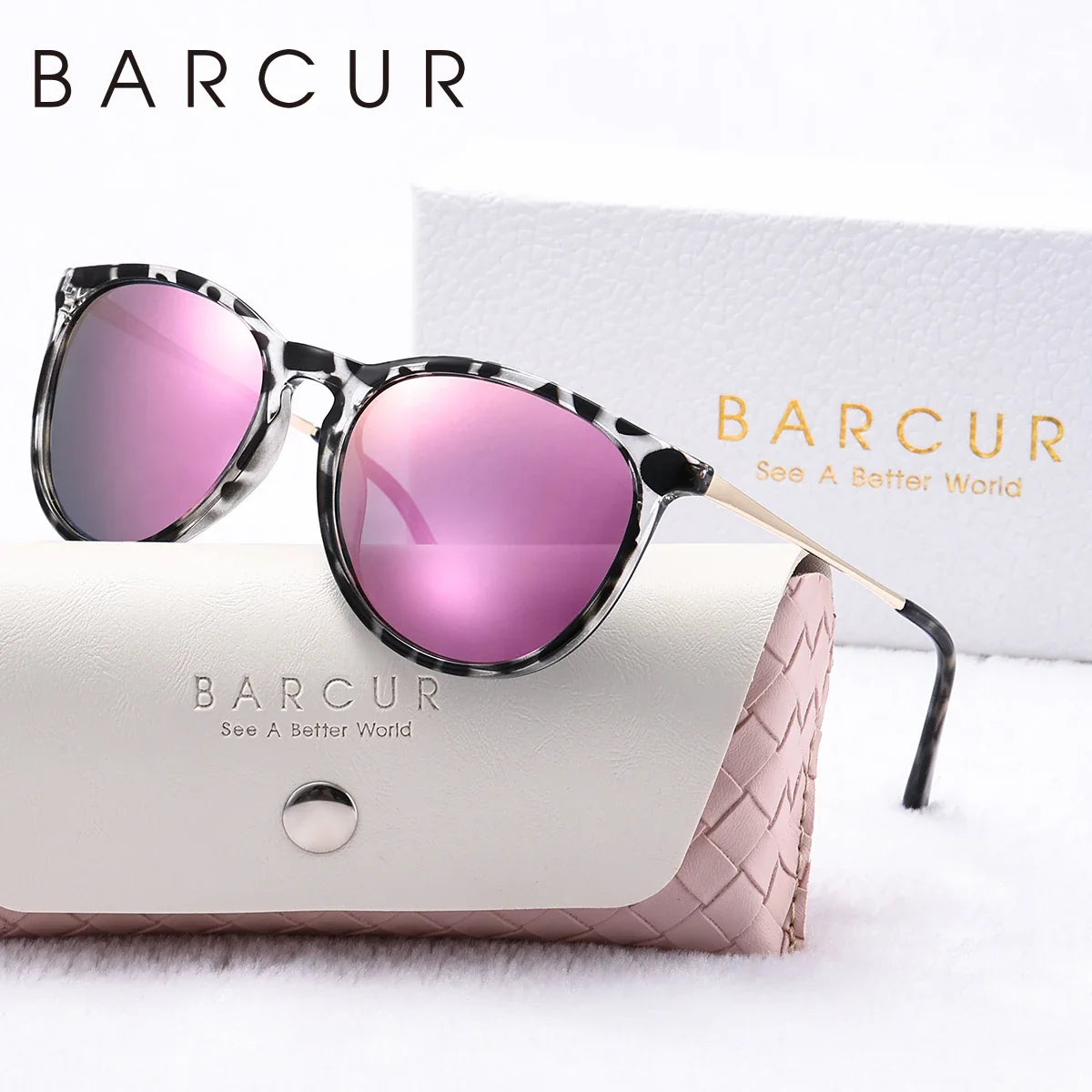 BARCUR Sunglasses Women’s Leopard Print Two-Tone Cat Eye Fashion Glasses – Trendy Polarized UV400 Gradient TAC Lenses for Summer Travel &amp; Outdoor Activities