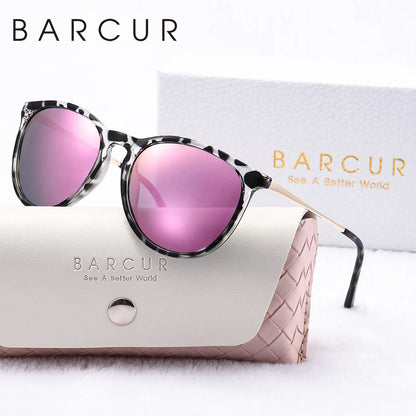 BARCUR Sunglasses Women’s Leopard Print Two-Tone Cat Eye Fashion Glasses – Trendy Polarized UV400 Gradient TAC Lenses for Summer Travel &amp; Outdoor Activities
