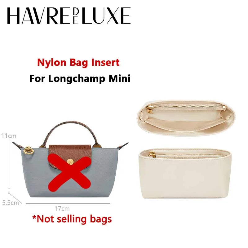 Havredeluxe Bag Organizer Insert For Longchamp Nylon Bag - Lightweight Durable Interior Storage