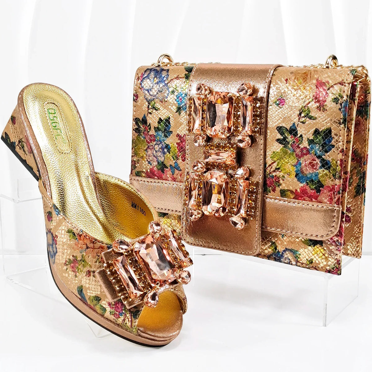 doershow nice African Shoes And Bag Matching Set With PEACH Hot Selling Women Italian Shoes And Bag Set For Party HAA1-9