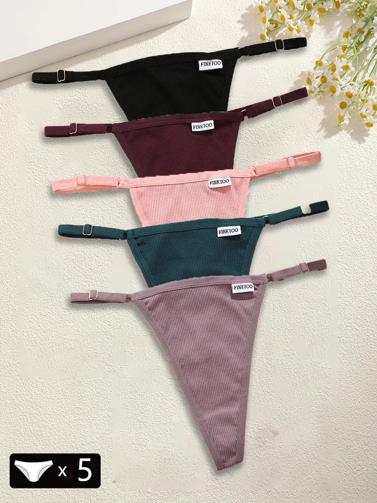 Premium Cotton Thong Panties for Women – 5-Piece Set