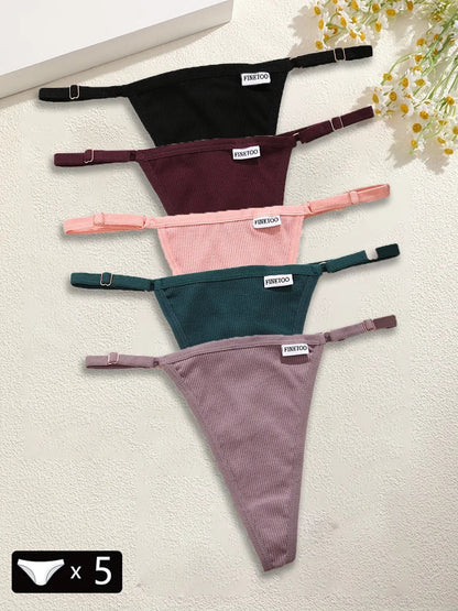 Premium Cotton Thong Panties for Women – 5-Piece Set