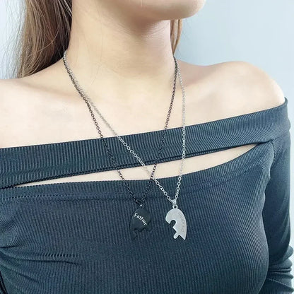 Father Mom Son Daughter Family Necklace Love Heart Puzzle Pendant Necklace Stainless Steel Jewelry for Women Mother&