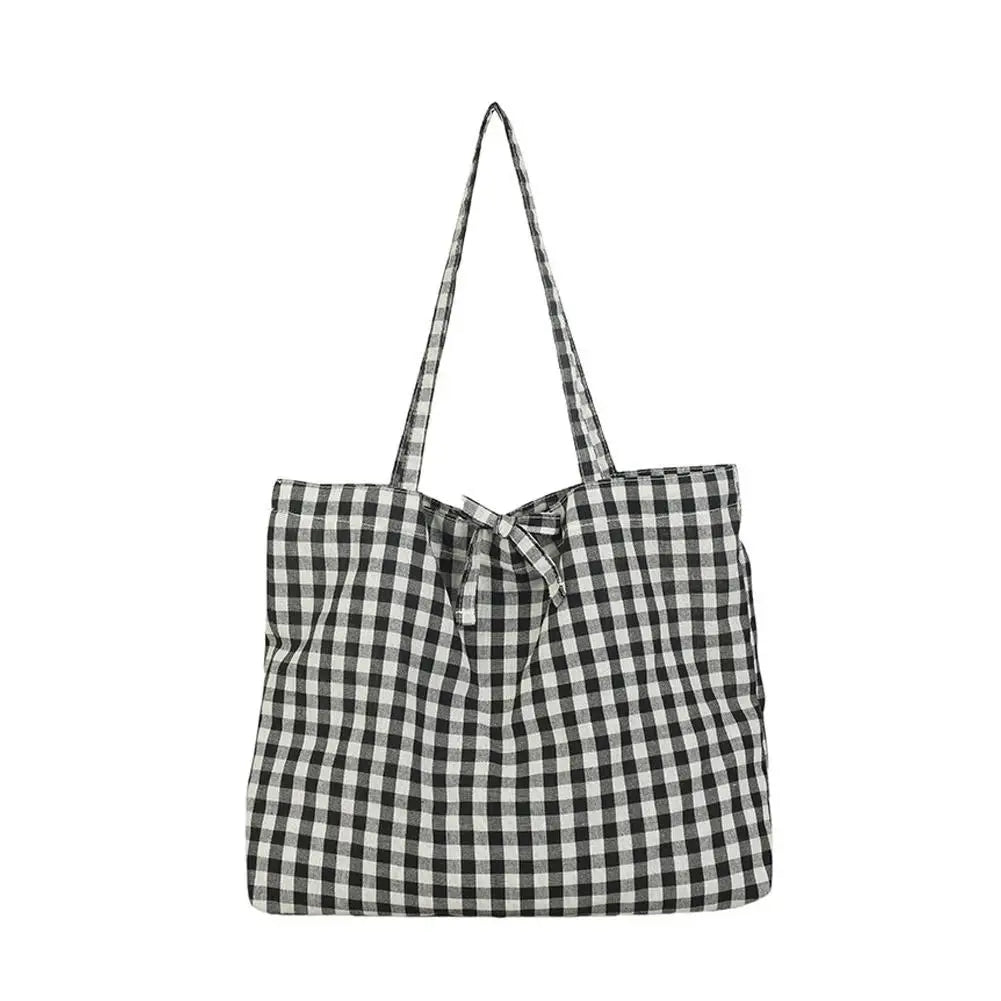 Casual Plaid Tote Bag With Large Capacity Lightweight Shoulder Handbag For Women Daily Use