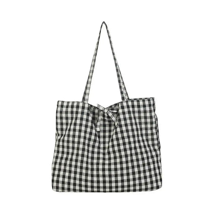 Casual Plaid Tote Bag With Large Capacity Lightweight Shoulder Handbag For Women Daily Use