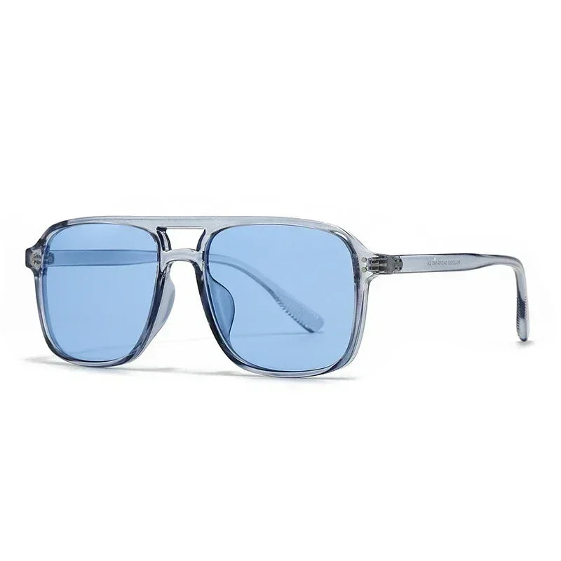 SO&amp;EI Fashion Double Bridges Square Rivets Women Sunglasses Retro Men Gradient Shades UV400 Sun Glasses