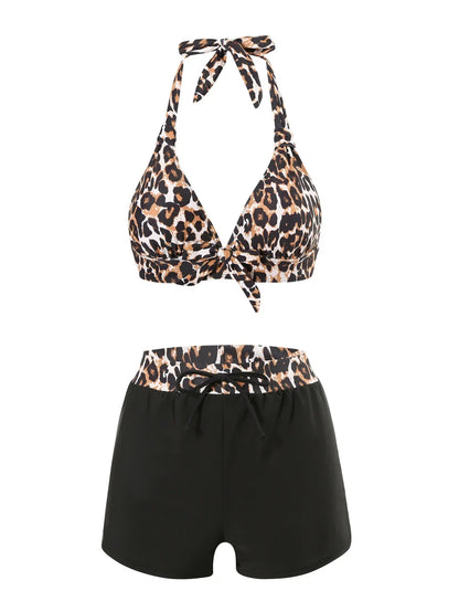 Sexy High Waist Bikini Shorts 2026 Women Swimsuit Two Piece Swimwear Female Bikinis Set Leopard Bathing Suits Brazilian Biquini