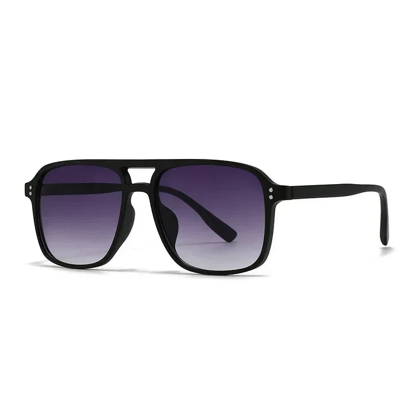 SO&amp;EI Fashion Double Bridges Square Rivets Women Sunglasses Retro Men Gradient Shades UV400 Sun Glasses