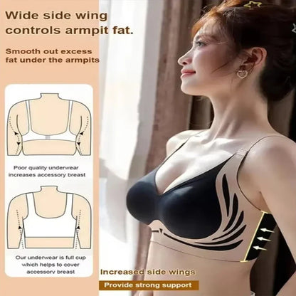 Push-Up Bra Women Seamless Ladies Underwear V-neck No Steel Ring Adjustable Comfortable Thin Top Bra Breathable Gathered