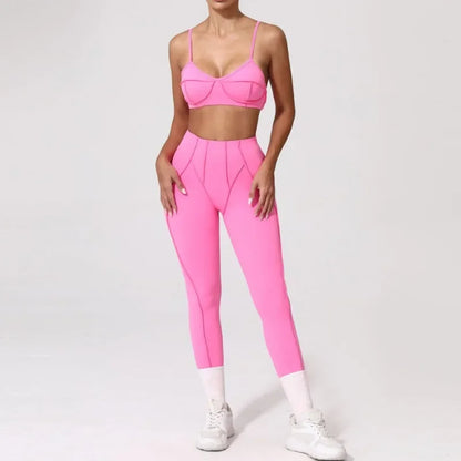 2-Piece Yoga Set – Open Back Sports Bra &amp; High Waist Shorts