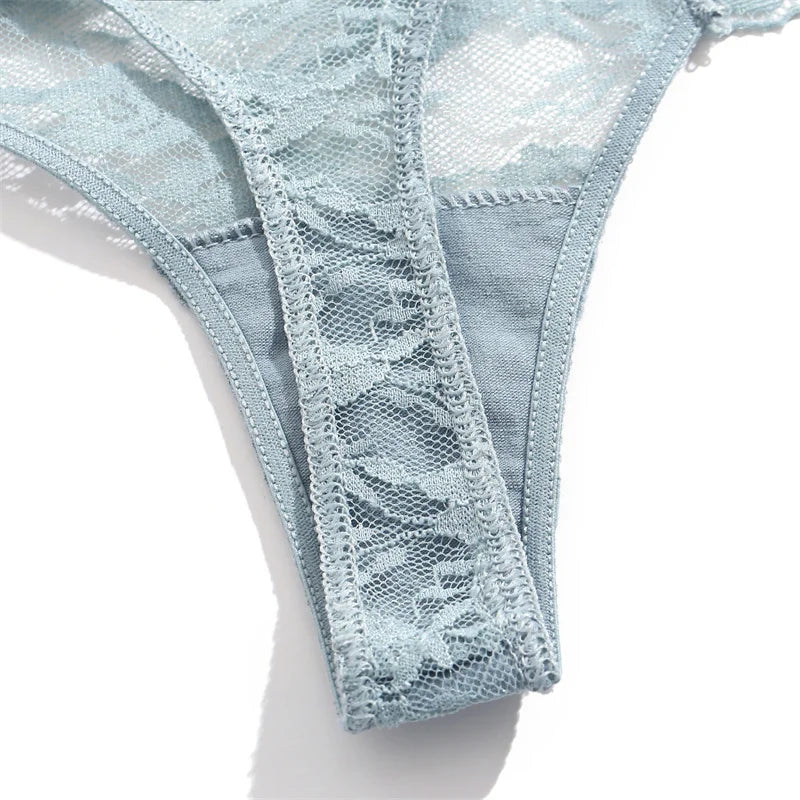 Full Lace Thongs – 3-Piece Lingerie Set for Women