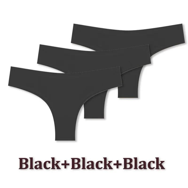 3-Piece Seamless Brazilian Panties Set – Ultra-Thin Ice Silk Underwear