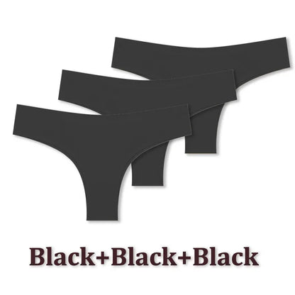 3-Piece Seamless Brazilian Panties Set – Ultra-Thin Ice Silk Underwear
