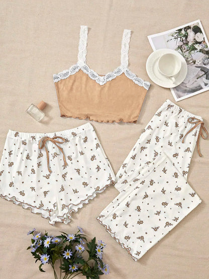 Three Piece Pajamas Set Women&