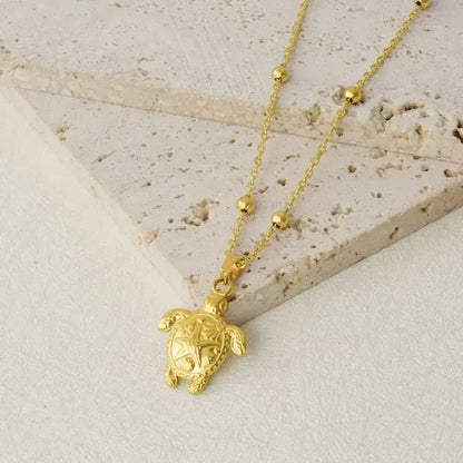 1Pc Temperament Fashion Summer Beach Blue Marine Life Sea Horse Shell Turtle Mini Fish Bead Necklace Classic Clavicle Chain