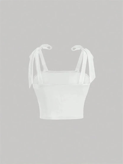 Solid Tie Shoulder Ruched Wide Strap Slim Fit Crop Top for Women Summer 2024 Y2K Clothes Pink Backless Cami Top Streetwear