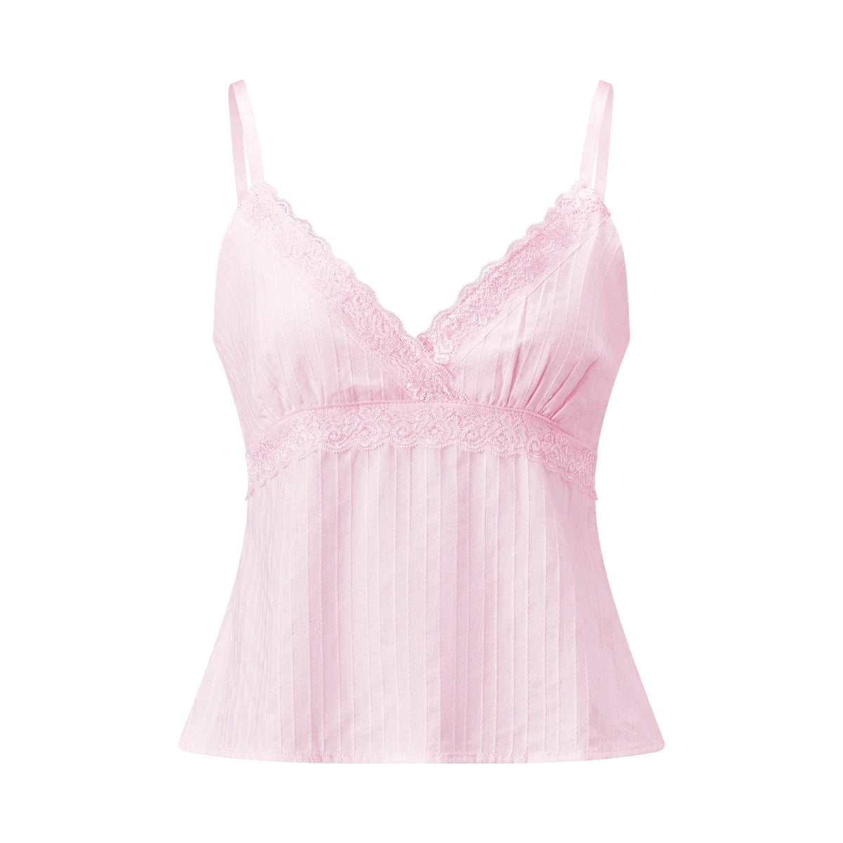 Women Camisole Solid Color Spaghetti Straps V-neck Lace Patchwork Summer Tops for Party Club