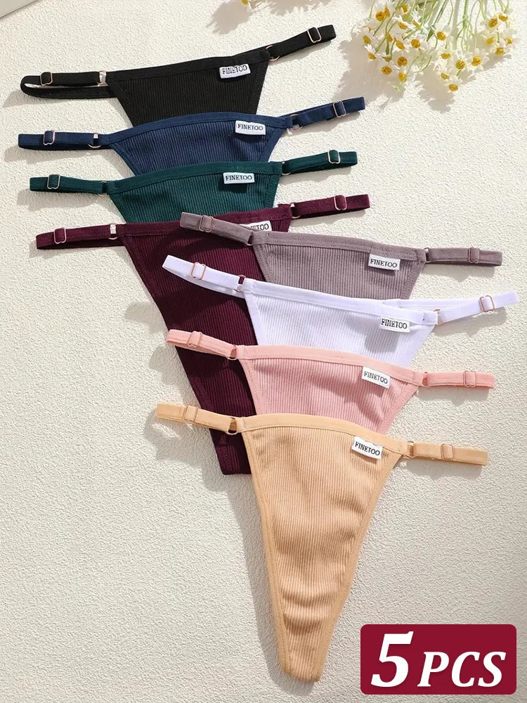 Premium Cotton Thong Panties for Women – 5-Piece Set