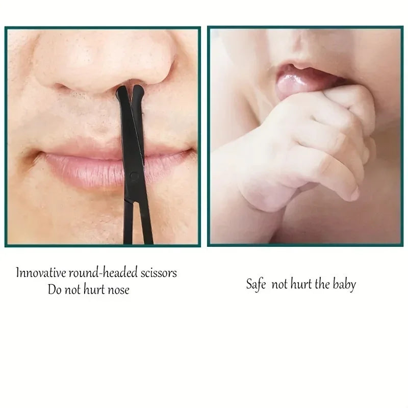 Black Round Head Nose Hair Trimmer, Stainless Steel Safety Nose Trimmer for Men &amp; Women