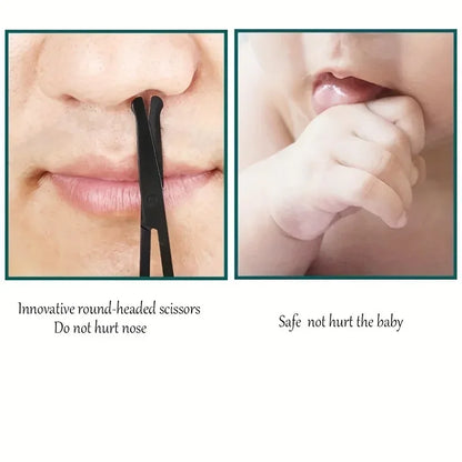 Black Round Head Nose Hair Trimmer, Stainless Steel Safety Nose Trimmer for Men &amp; Women