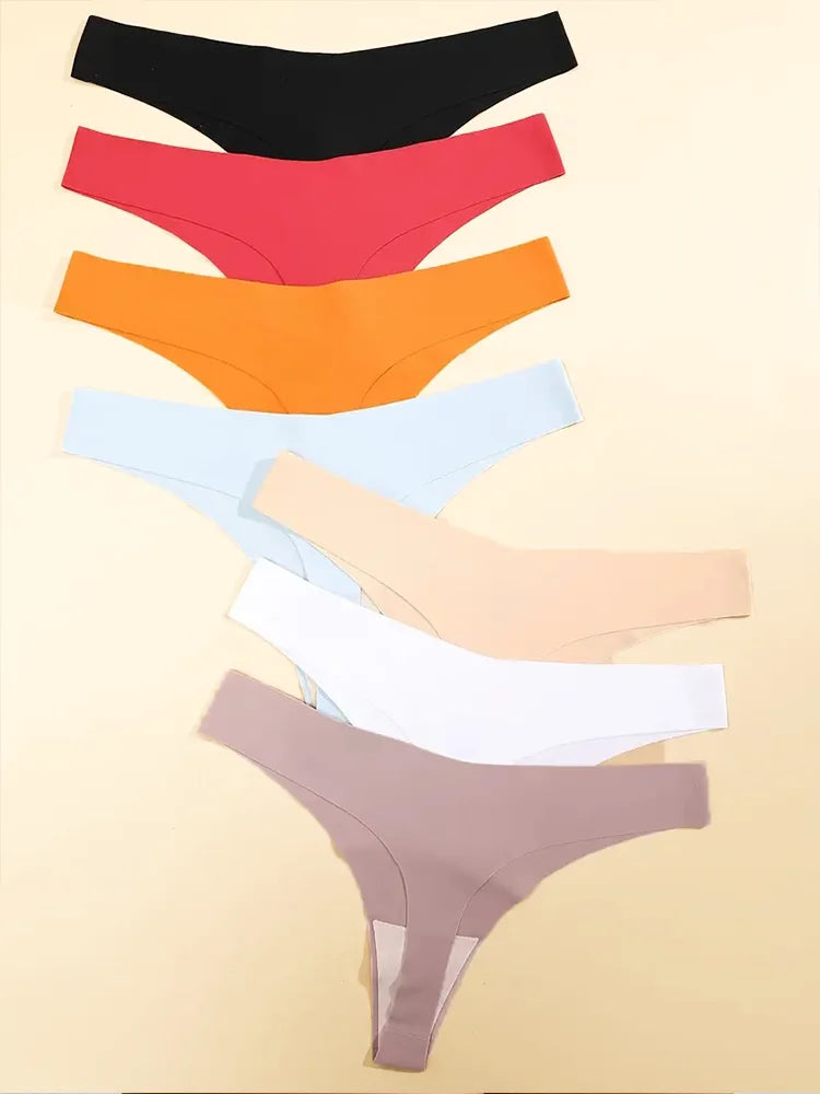 7-Piece Seamless Ice Silk Panties Set for Women