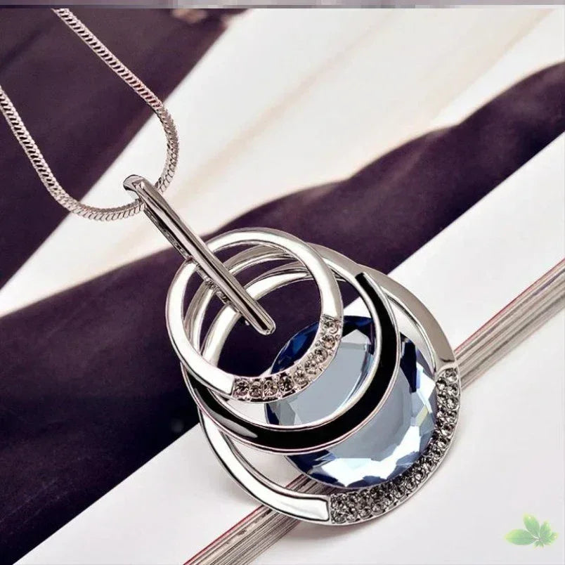New Arrival Long Necklaces for Women 2024 Fashion Gray Crystal Choker Collier Femme Statement Necklaces &amp; Pendants Accessories